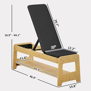 Panca per Pesi Regolabile in Legno Nero con Porta Manubri per Allenamento Domestico, Panca Piana o Inclinata - Product Image 2