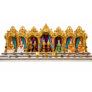 Big BAPS Shri Swaminarayan <b>Mandir</b> Satsang & Community Prayer Halls Traditional Teak Wood Durable Golden Arch Design - Product Image 1