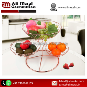 Panier en métal doré à double bol pour placer les fruits et légumes dans les maisons et les cuisines Personnalisable - Product Image 5