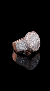 Iced Out Rose Gold Baguette <b>Ring</b> Hip Hop Statement Jewelry Diamond Look Cubic Zirconia Luxury Bling <b>Ring</b> - Product Image 6