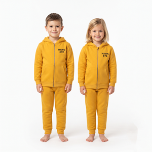 Conjunto Deportivo Unisex para Niños, Cómodo, de Algodón, Sudadera con Capucha y Pantalones de Algodón Grueso con Cierre Completo, Estilo Casual - Product Image 5