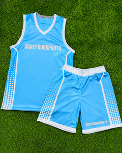 Kit de basketball personnalisé OEM |   Ensemble short et maillot de basket sans manches à col en V, imprimé par transfert thermique, respirant, haute qualité pour adultes - Product Image 4