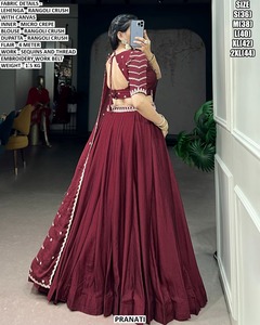 Lehenga traditionnel Shahi Crimson pour femmes, longueur au sol, pour Diwali et les fêtes - Product Image 2