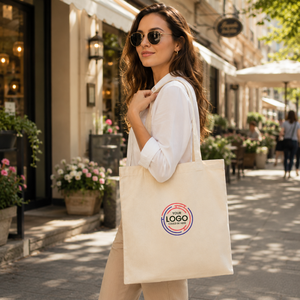 Sac fourre-tout en coton personnalisé avec logo sur mesure |   Sac de courses en toile réutilisable, taille personnalisable, pour cadeaux, promotionnel, écologique - Product Image 3
