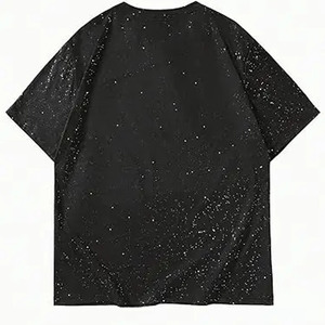 Camiseta Negra Extra Grande Personalizada de Alta Calidad para Hombre con Diseño de Estrella con Pedrería, Manga Corta, Cuello Redondo, Estilo Urbano, Ajuste Jersey - Product Image 2
