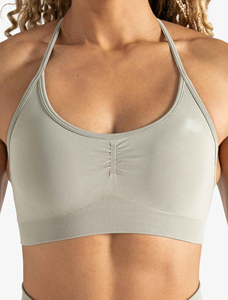 Sujetador deportivo halter sin costuras con cuello redondo para mujer, color liso, soporte medio, transpirable, para yoga y ropa deportiva - Product Image 1