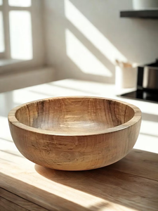 Bol en bois naturel fait main : Plat de service rustique pour salade - Product Image 2