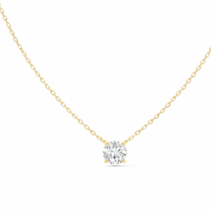 Collar de cadena con diamante solitario cultivado en laboratorio, elegante diseño en oro con piedra de un quilate, joyería atemporal para la moda moderna. - Product Image 2