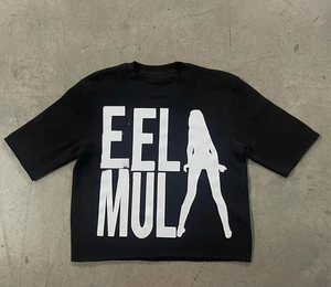 T-shirt surdimensionné court pour homme, col montant, 100 % polyester sergé, impression numérique, délavé à l'acide, personnalisé OEM - Product Image 2