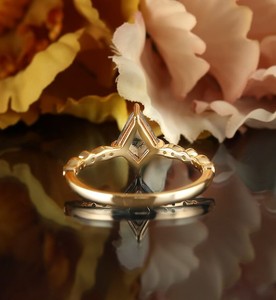 Kite Cut Moss Agate Bridal Engagement <b>Ring</b> <b>Sterling</b> <b>Silver</b> Gold Plated Luxury Geometric Nature Inspired Prong <b>Set</b> Certified - Product Image 4