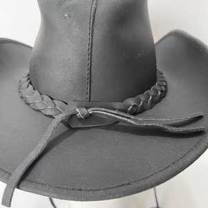 Sombrero de Vaquero Unisex de Cuero Negro con Bordado a Mano, Ala Ancha Ajustable, Casual para Exteriores, Primavera/Verano, para Adultos - Product Image 5