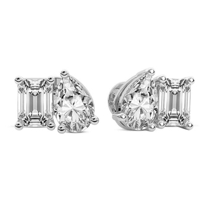 Pendientes de Diamantes Cultivados en Laboratorio Double Delight con Corte Esmeralda y Pera, Hermosas Joyas con Certificado IGI para Mujer - Product Image 3