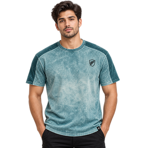 Camiseta de Hombre con Lavado Ácido, Estilo Casual, Tela Ligera, Textura Suave, Corte Relajado, Cómoda para Uso Diario, OEM - Product Image 1