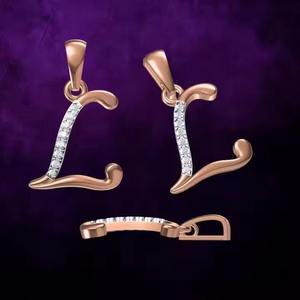 Collar con Colgante de Letra de Diamante Cultivado en Laboratorio, Estilo Hip Hop, Oro Rosa de 18K, Moderno, Elegante, Letra L, Unisex, Perfecto para Regalo - Product Image 1