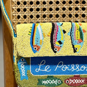 Sac à bandoulière perlé avec broderie de perles, sac à main brodé de perles au design unique et entièrement fait main - Product Image 1