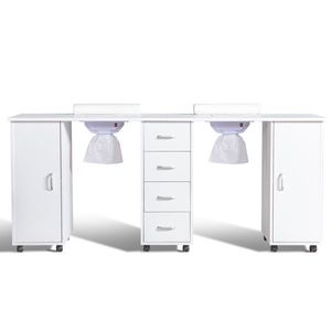 Mesa de Manicura Doble Móvil para Salón de Belleza y Spa con Colector de Polvo Eléctrico y Reposamuñecas para Tratamientos de Uñas y Spa - Product Image 3