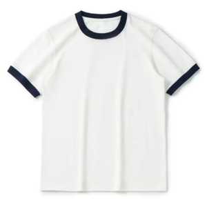 Chemise Ringer Homme Rétro Personnalisable en Coton Tricoté, Couleur Unie, Contraste de Couleurs, Manches Courtes Polyvalentes - Product Image 5