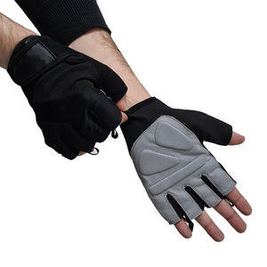 Gants de cyclisme demi-doigts gris noir longueur poignet en polyester et lycra durables décontractés printemps-été - Product Image 6