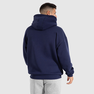 Nouveau design 2026 – Sweat à capuche bleu marine pour homme, coupe classique, en molleton de coton, couleur unie, avec poche avant – Vente en gros - Product Image 6