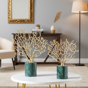 Sculpture d'arbre en métal avec base en bois, décoration moderne de luxe pour la maison, pièce maîtresse pour le salon ou le bureau. - Product Image 3