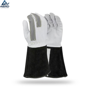Guantes de Soldadura de Cuero Vacuno Rojo con Logotipo Personalizado, Guantes de Trabajo Ignífugos de Alta Calidad a Buen Precio para Soldadores - Product Image 1