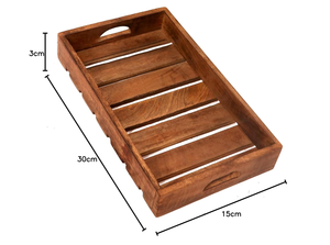 Bandeja de Madera para Servir con Asas Laterales, Bandeja Rústica de Madera para Servir Té, Café, Desayuno, Comida y Bebidas en la Cocina - Product Image 3