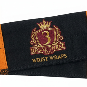 ผ้าพันข้อมือ Regal Three แบบผ้าฝ้าย ปิดด้วยแถบตีนตุ๊กแก ปักลาย สำหรับยกน้ำหนัก ผ้าพันข้อมือแบบพาวเวอร์แรป - Product Image 3