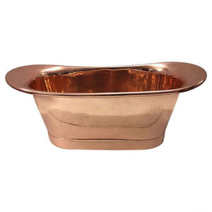 Baignoire autoportante de luxe en cuivre martelé, fabriquée à la main, double paroi, écologique et personnalisable - Product Image 5