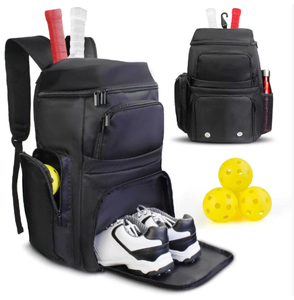 Sac à dos noir pour raquettes de pickleball et de tennis, sac de sport multi-poches - Product Image 1