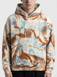 Sweat-shirt à capuche personnalisé imprimé marbre, coupe oversize, en molleton de coton épais, style streetwear unisexe, vêtement décontracté et tendance - Product Image 6