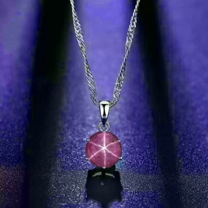 Handmade Trendy Star <b>Ruby</b> Pendant <b>Necklace</b> 925 Sterling Silver VVS Clarity 7x7mm Gemstone Gift for Women - Product Image 2