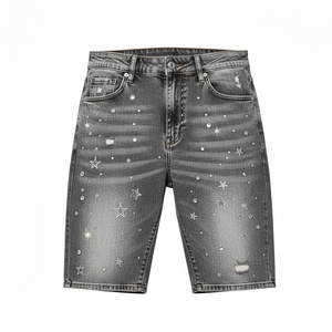 Shorts de Mezclilla con Pedrería OEM, Fábrica de Marca Privada, Marcas de Moda con Soporte para Pedidos al por Mayor y Cumplimiento de Exportación - Product Image 1