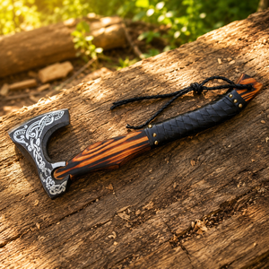 Hand-Forged Tomahawks Rose <b>Wood</b>-<b>Wrapped</b> Handle Sheath Forged Steel Blade 22-inch Overall Length-Great for Birthdays Holidays - Product Image 4