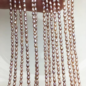 Perles de riz violet AA, perles d'eau douce, 2-2,5 mm, naturelles, cultivées, en vrac, brin complet, pour la fabrication de bijoux, fournitures en vrac - Product Image 1