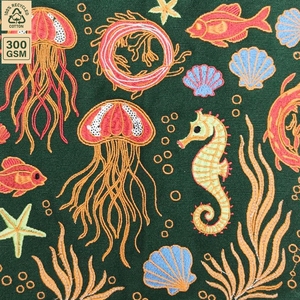 300 GSM Sea Life Embroidered <b>Canvas</b> Beach Tote Bag 44x35x12 cm Zipper Rope Handle Custom Logo Wholesale OEM ODM Private Label - Product Image 2