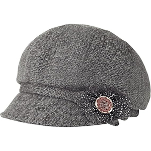 Casquette Gavroche Grise en Laine pour Femme avec Bouton Brodé Fleur Style Anglais Chapeau Décontracté Respirant avec Ruban et Cordon pour l'Hiver - Product Image 3