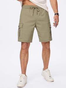 Shorts cargo décontractés pour hommes, extensibles, avec cordon de serrage, taille élastique, short de travail d'été avec plusieurs poches - Product Image 2