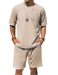 Conjunto de Camiseta y Pantalones Cortos Deportivos de Verano para Hombre, 100% Algodón, Estilo Vintage Lavado, con Logotipo Personalizado OEM - Product Image 1