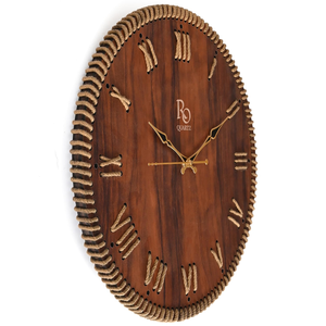<b>Wall</b> <b>Clock</b> Brown Jute <b>Wall</b> <b>Clock</b> Round <b>Roman</b> Dial <b>Clock</b> <b>Roman</b> <b>Numeral</b> <b>Wall</b> <b>Clock</b> Living Room Bedroom Dining Room Farmhouse Home - Product Image 2