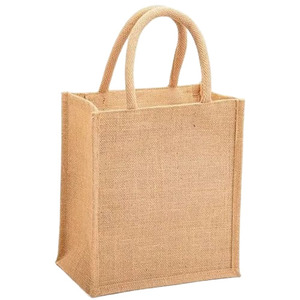 Sac fourre-tout en jute de qualité supérieure, écologique et réutilisable, avec poignée non tissée, taille moyenne, impression personnalisée pour marque - Product Image 2