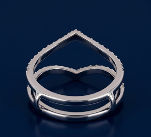 Bague de mariage en or 14 carats style chevron avec diamant de laboratoire 0,37 carat taille brillant rond clarté VVS1-VVS2 plaqué rhodium - Product Image 3