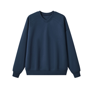 เสื้อสเวตเชิ้ตคอวีผ้าฟลีซหนานุ่มทรงโอเวอร์ไซส์ แขนเสื้อแบบแร็กแลน สไตล์ลำลองแนวสตรีทแวร์ ผู้ผลิตเสื้อสเวตเชิ้ตแบบเรียบๆ สำหรับทุกเพศ - Product Image 5
