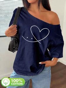 <b>Women</b> <b>Black</b> Oversized Short Sleeve T <b>Shirt</b> Solid Color Casual Knitted Top Regular Length Oversized cotton t-<b>shirt</b> Shoulder - Product Image 3