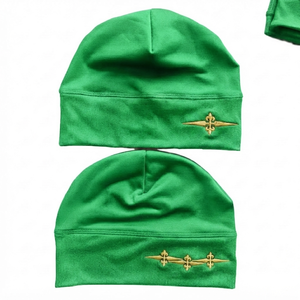 DROGEN EXPORT Premium Quality Custom Green Vintage Unisex <b>Acrylic</b> Jacquard Luminous/Glitter Print <b>Letter</b> Print Slouchy Beanie - Product Image 1