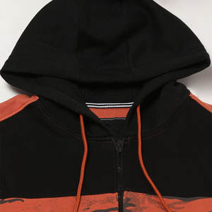 Sweat à capuche zippé personnalisé pour homme, 450-500 g/m², épais, haute qualité, imprimé délavé à l'acide, avec patch appliqué vieilli - Product Image 5