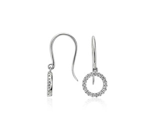 Boucles d'oreilles pendantes en or 14 carats avec diamants de laboratoire, bijoux de mariée - Product Image 1
