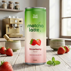 Matcha Latte Naturel Pur et Rafraîchi, Sans Sucre, Certifié HALAL, 8 Brix, en Canette Aluminium 250ml, Marque Blanche en Gros - Product Image 1