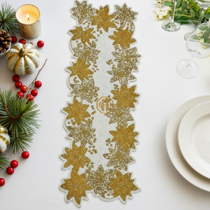 Handmade 36 Inch Floral Modern Embroidered Glass Beaded Table Runner for Wedding and Party Decor - Product Image 2