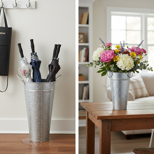 Vases en métal galvanisé de style farmhouse français pour la décoration de la maison et porte-parapluie - Product Image 4