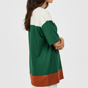 Nueva llegada: Camiseta de algodón 100% de 300 g/m² de alto gramaje, estilo oversized con bloques de color, para mujer, uso casual, ligera, estilo hip hop. - Product Image 3